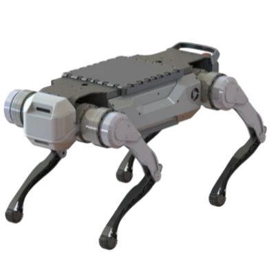 石油化工厂区内，机器人正在进行设备巡检作业，周围是大型工业设备，展现工业自动化应用场景